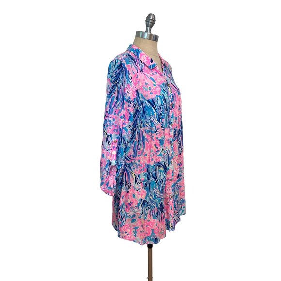 Lilly Pulitzer Women's Natalie Shirtdress Swim Swimsuit Cover-Up Medium - Picture 2 of 5